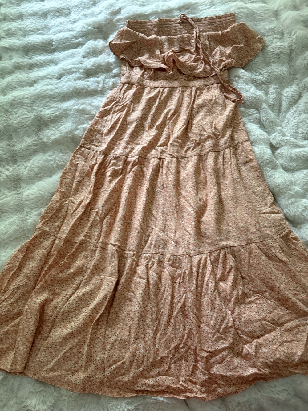 American Eagle Dusty Pink Smocked Floral Maxi Dress